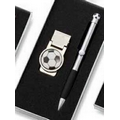 2 Pcs Soccer Money Clip w/ Matching Twist-Action Ballpoint Pen